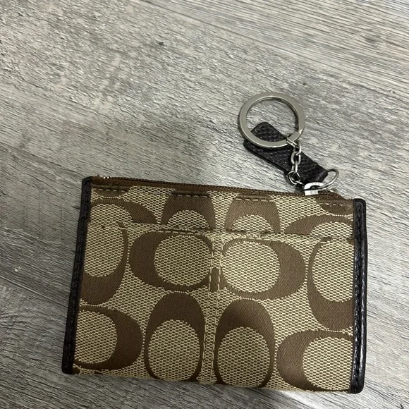 Coach Signature Brown and Tan Keychain Pouch - Picture 2 of 3